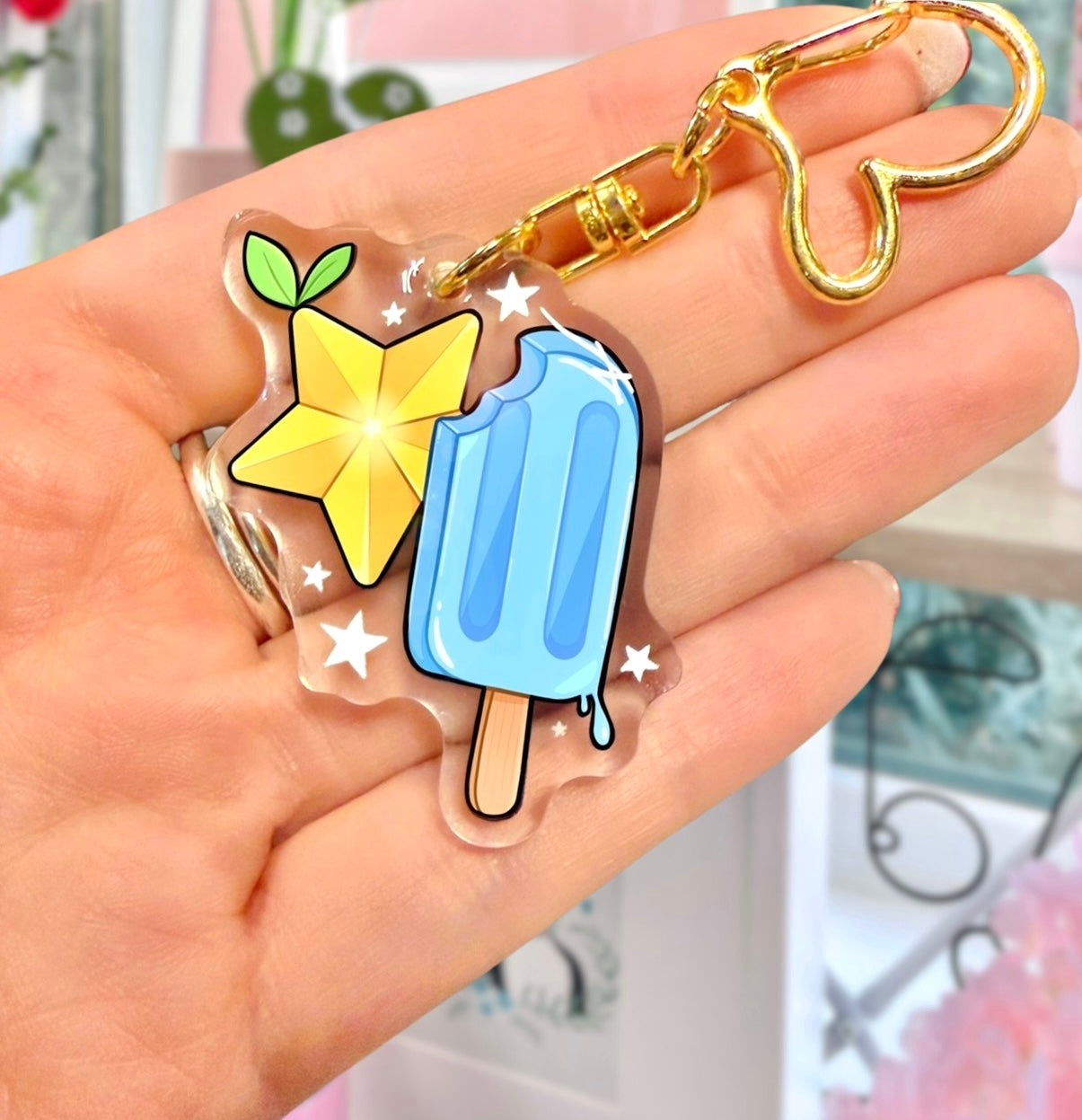 Kingdom Hearts: Paopu fruit and Sea Salt Ice Cream - Acrylic Keyring