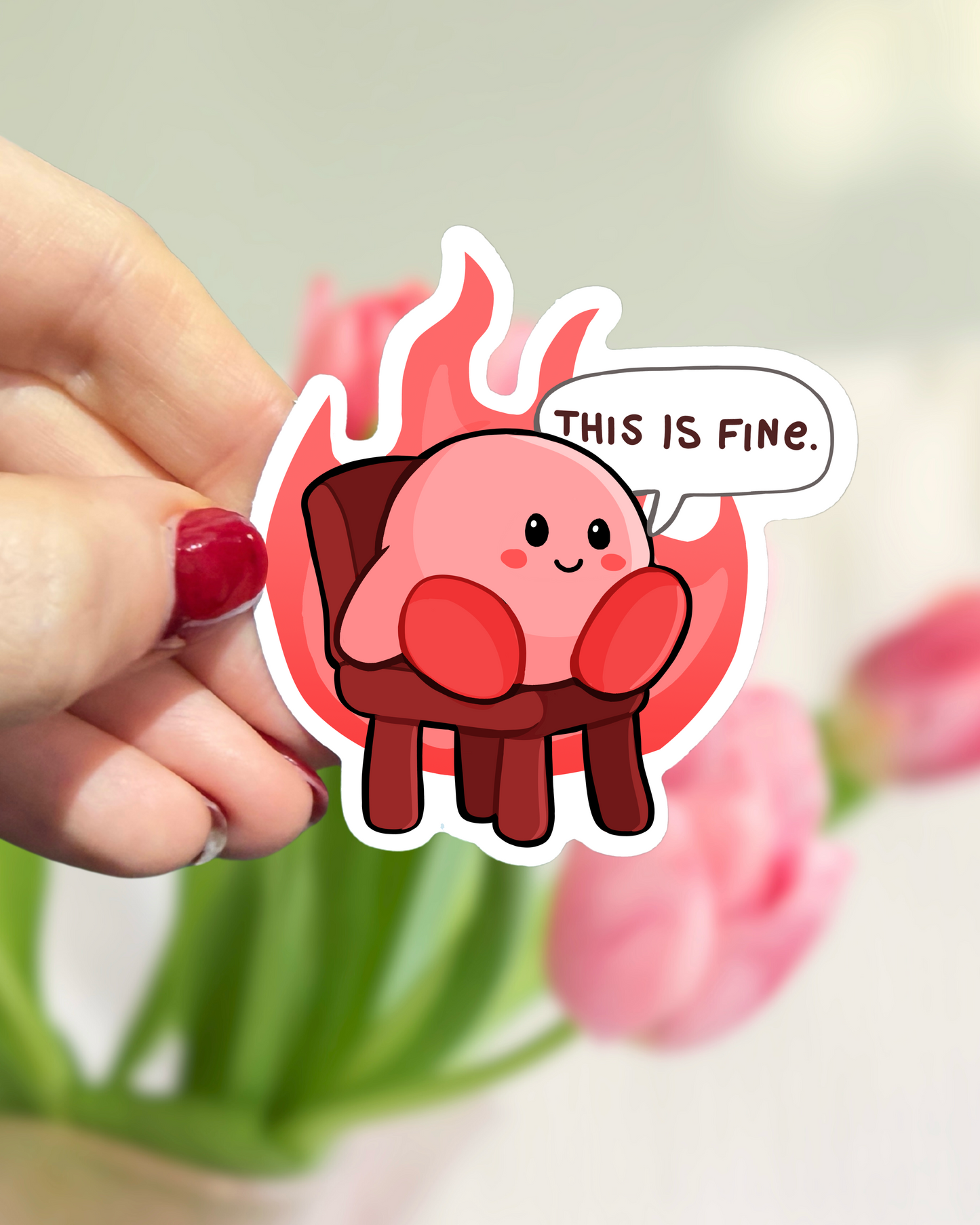 Kirby This is Fine - Single Sticker